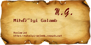 Mihályi Galamb névjegykártya